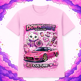 Downshift Culture Kitty NSX Kids JDM Tee – Pink
