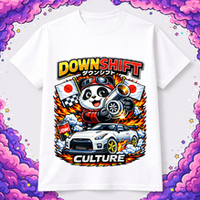 Downshift Culture “Panda Turbo Pilot” Kids JDM Tee – White