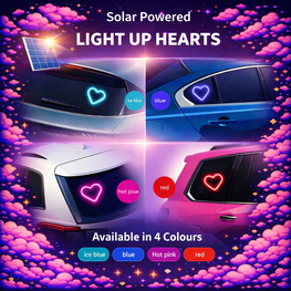 Solar Powered Heart Car Light – LED Window Light (4 Colours)