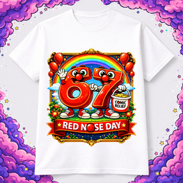 Kids 67 6 7 six seven Red Nose Tshirt – White